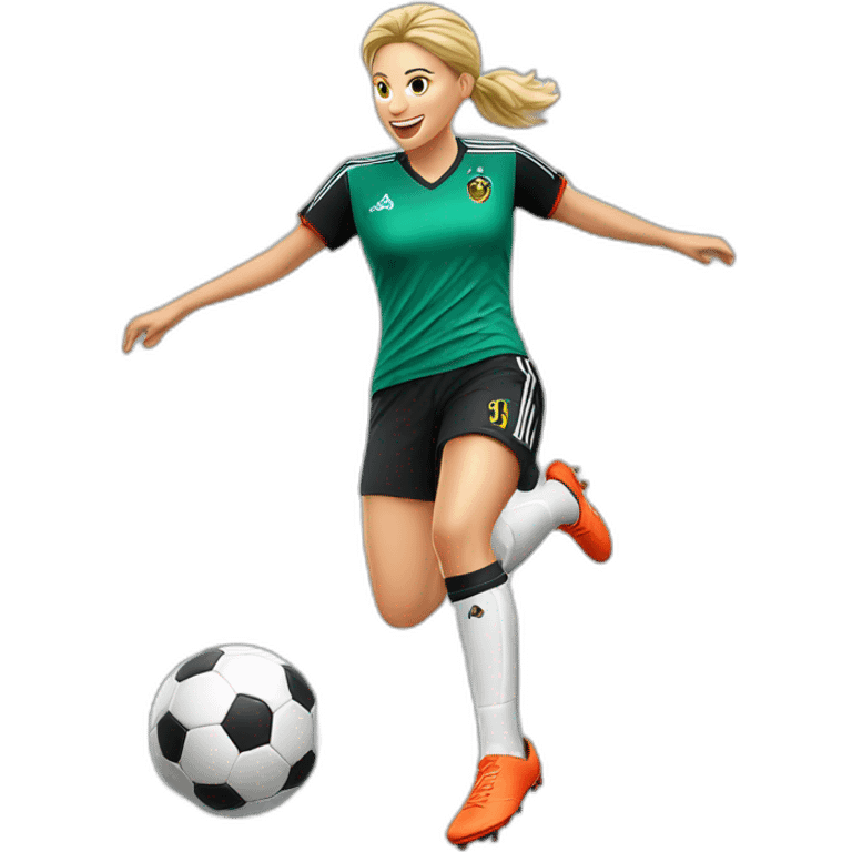 German female soccer player jumping emoji