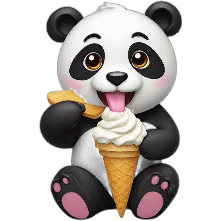 Panda eating ice cream emoji