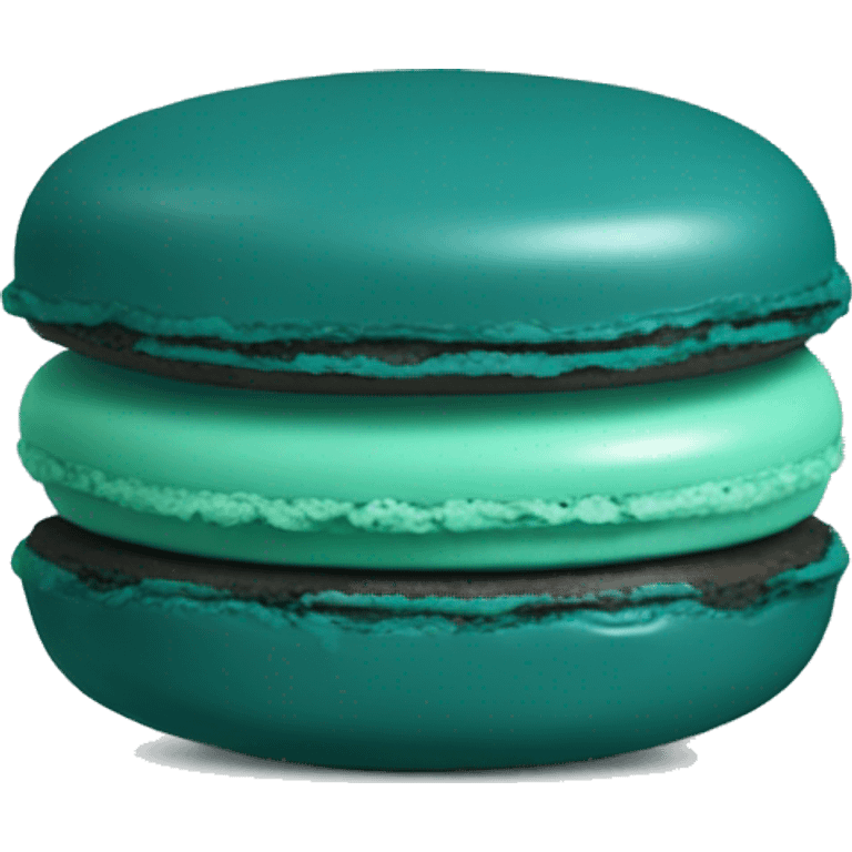 Realistic dark turquoise macaron with mint green filling. emoji