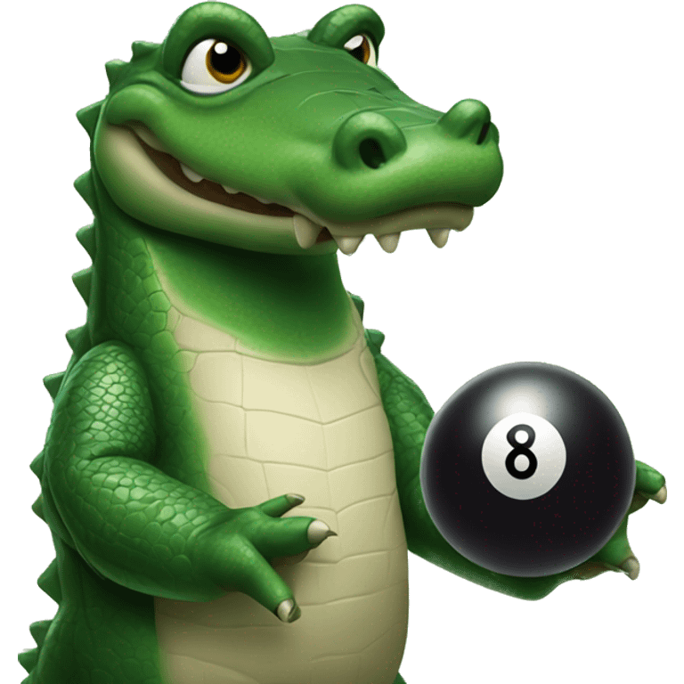 a alligator playing 8 ball emoji