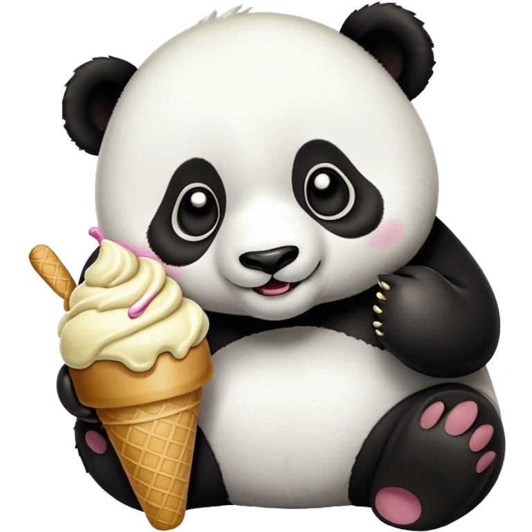 Panda eating ice cream emoji