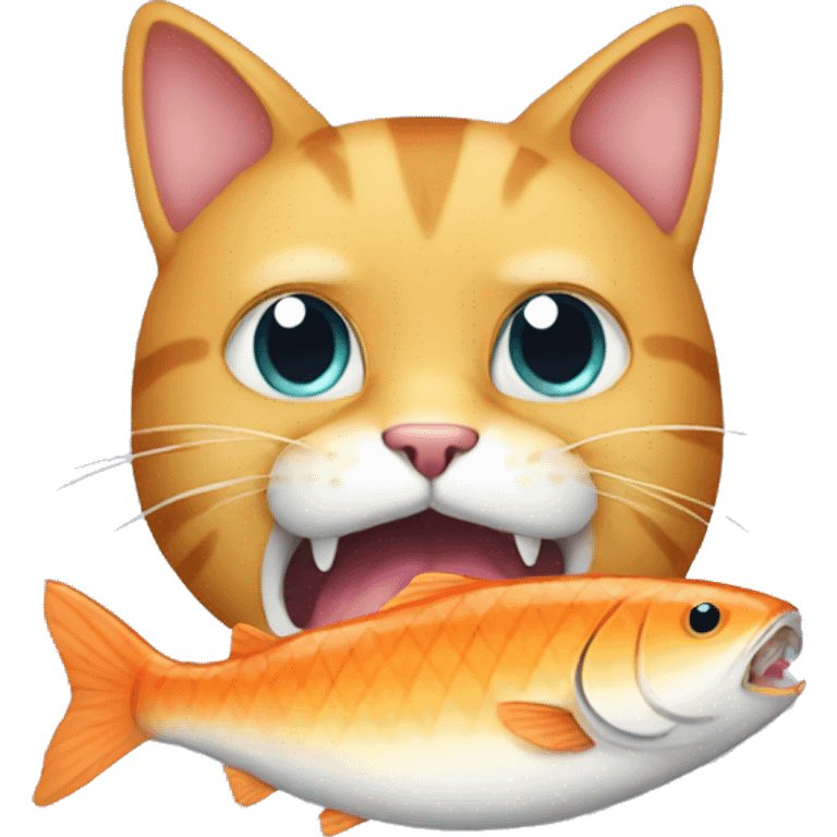 Cat eating a fish emoji