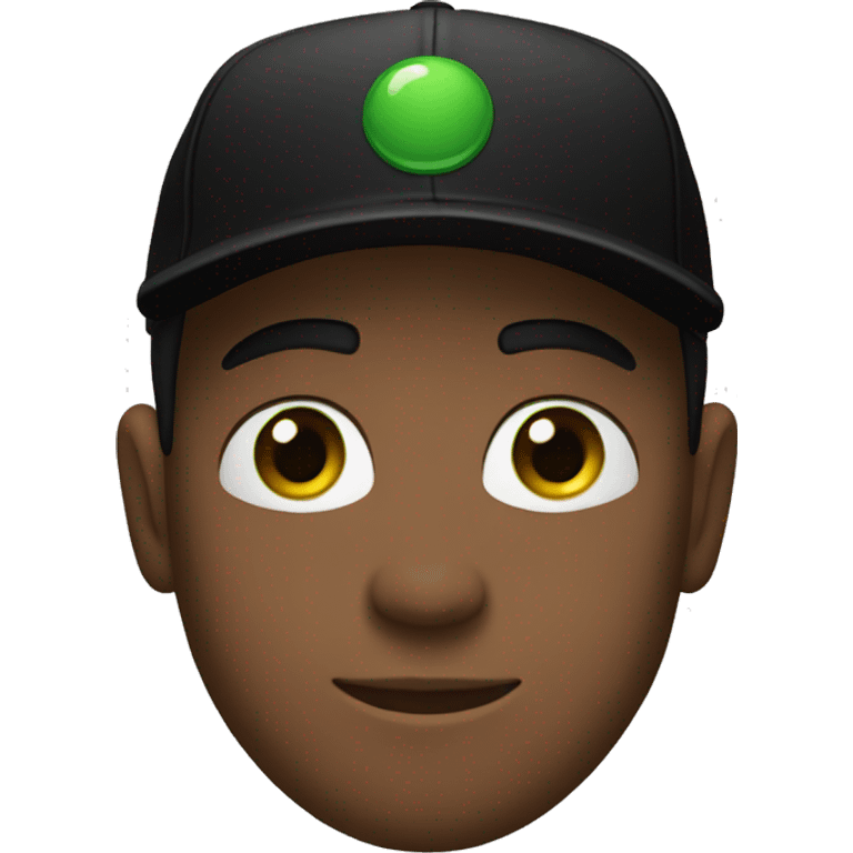 Green eyes man wearing a black t-shirt & black baseball cap  emoji