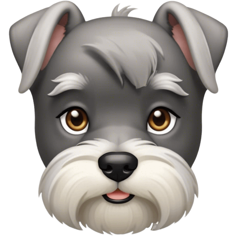 Cinematic Noble Miniature Schnauzer Portrait Emoji, Standing with a proud and stately demeanor, showcasing a sharply defined, salt-and-pepper fur with distinguished eyebrows and a confident, alert expression, simplified yet exquisitely detailed, glowing with a refined, dignified radiance, high shine, exuding intelligence and classic noble charm, soft glowing outline, capturing the essence of a noble Miniature Schnauzer that commands attention with effortless style! emoji