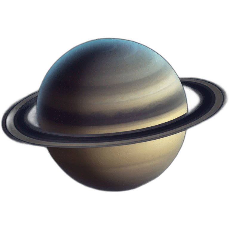 planet Saturn with a cartoon sleepy face with big calm eyes emoji