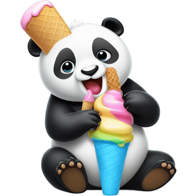 Panda eating ice cream emoji