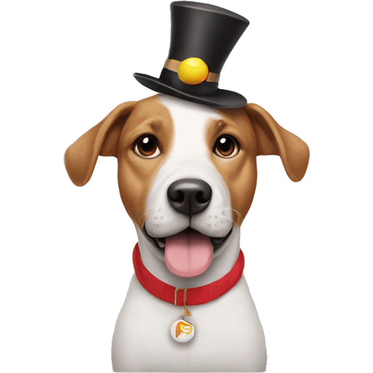 Dog wearing a funny hat balancing on a ball emoji