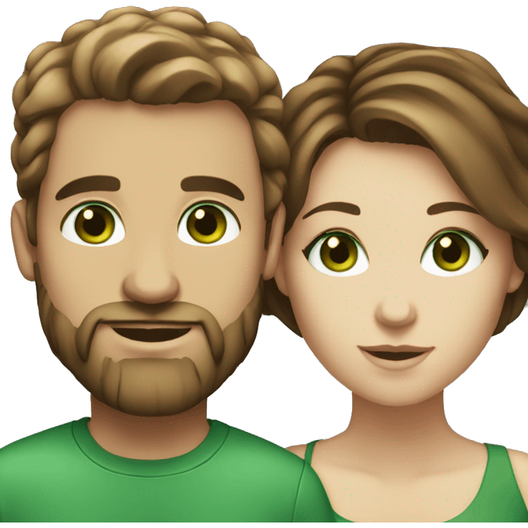 White couple brown hair green eyes emoji