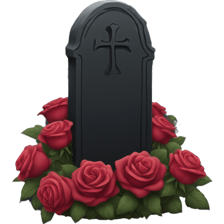 black grave with roses emoji