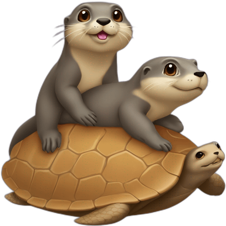 Loutre sur le dos d'une tortue emoji