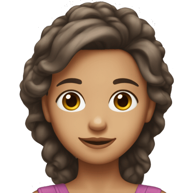 Create a brunnete girl with hair a little over her shoulder, brown hazel eyes emoji