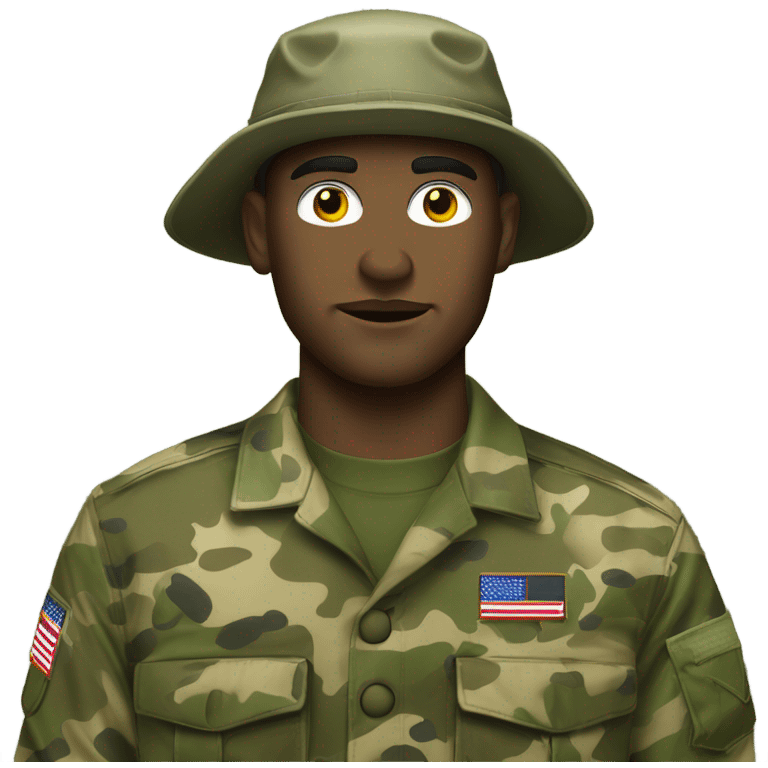 white man recon marine wearing camouflage paint and jungle fatigues with bush hat emoji