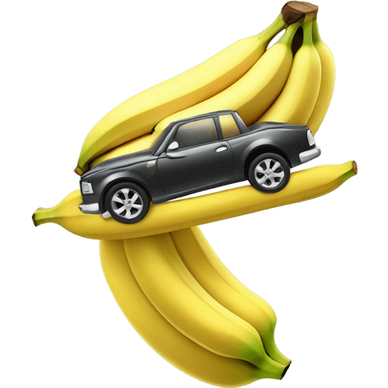 A car spinning on a banana emoji