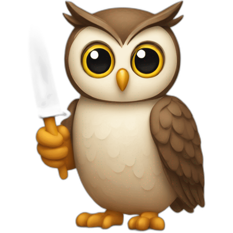 owl holding bread knife emoji