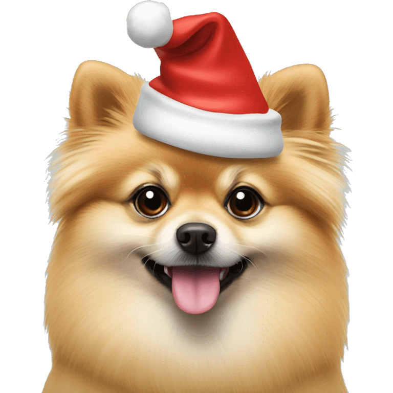 Pomeranian with santa hat emoji