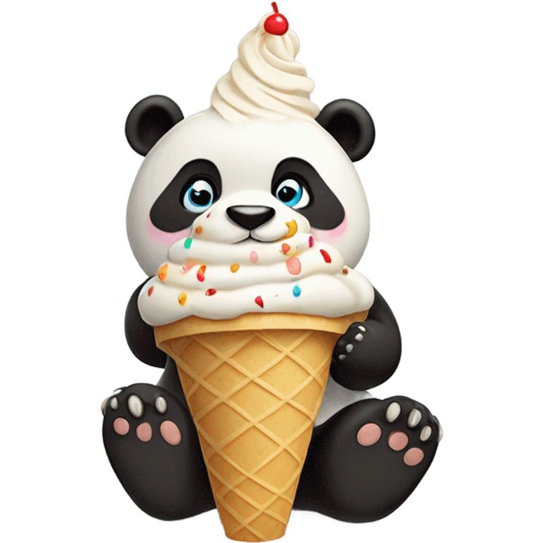 Panda eating ice cream emoji