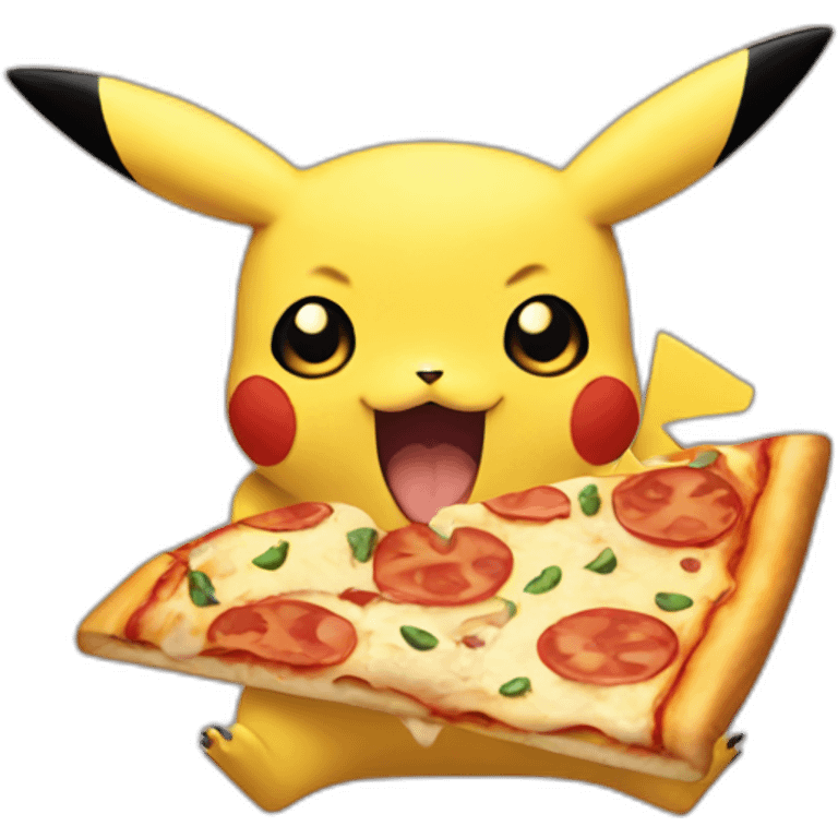 pikachu eating pizza emoji