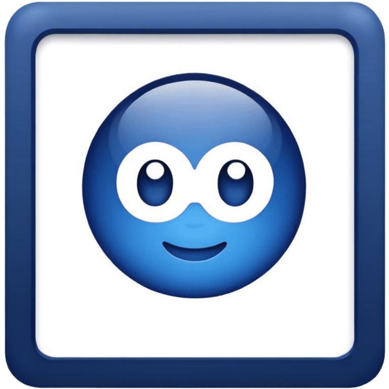 dark blue square frame with company logo emoji