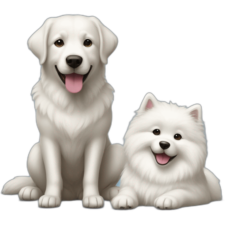 black lab and samoyed playing emoji