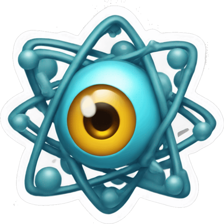 sticker of an atom with eyes and the letter "P" in the middle emoji