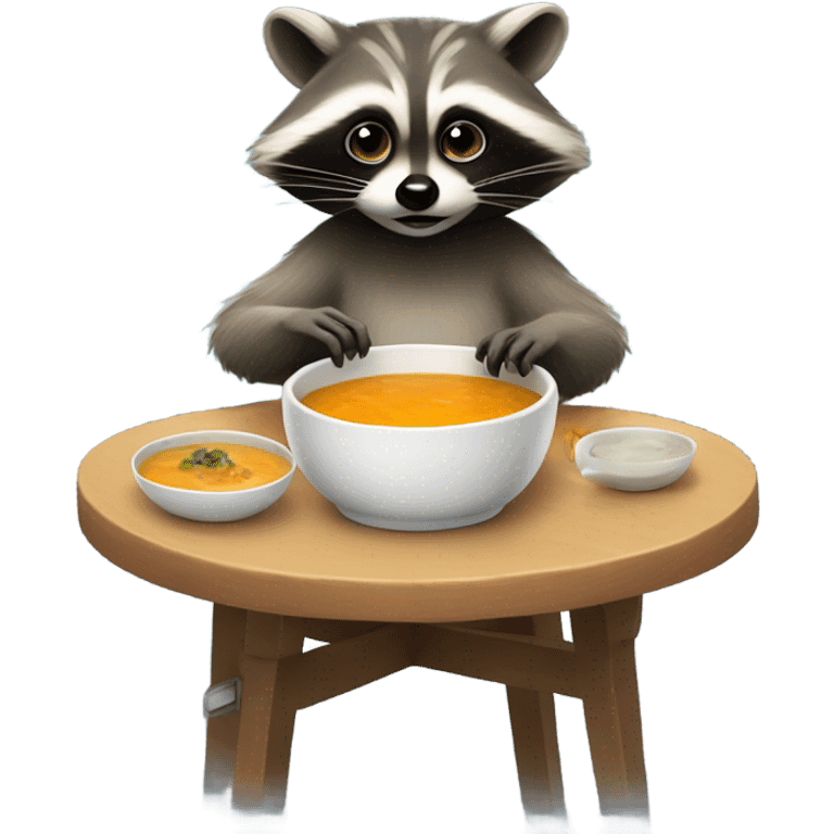 Raccoon eating soup emoji