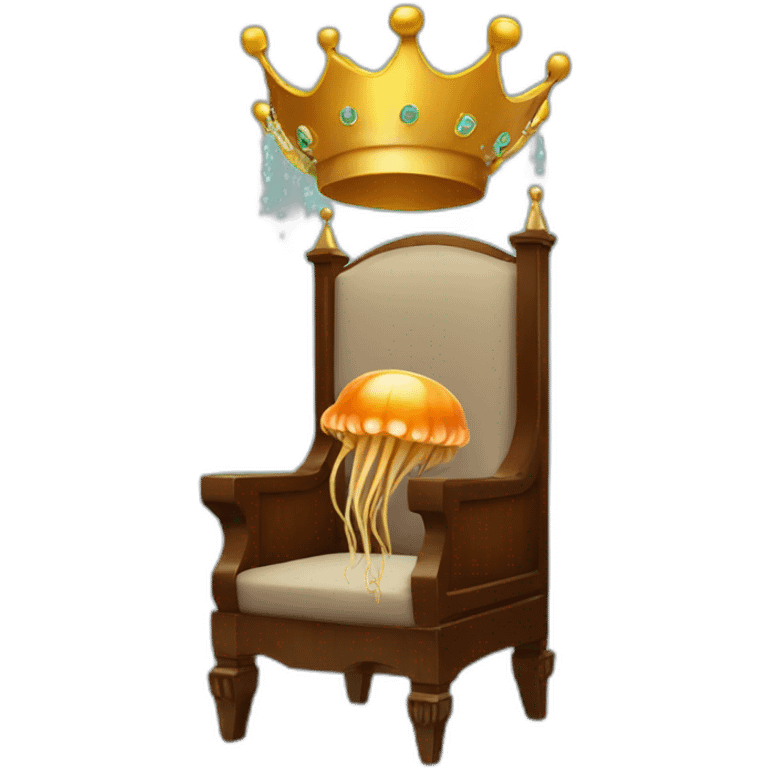 brown jellyfish sitting on throne with crown money emoji