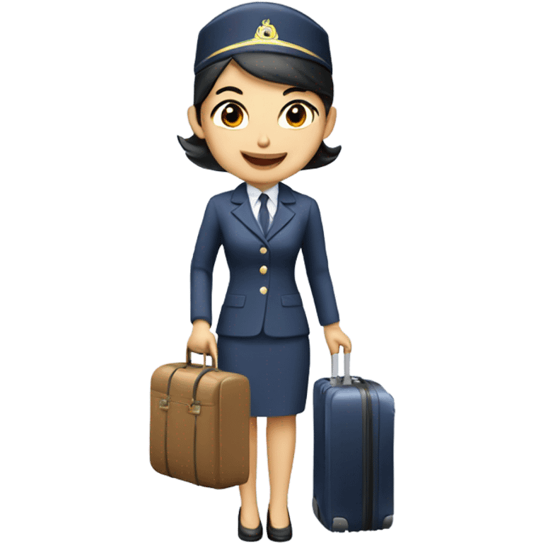 asian FLIGHT ATTENDANT WITH A LUGGAGE emoji