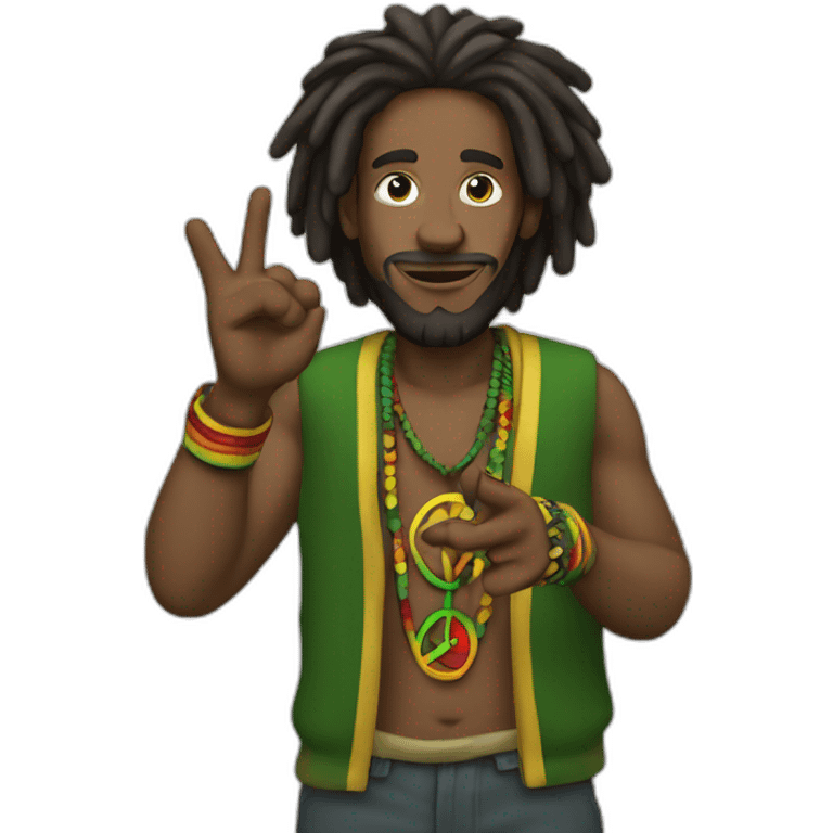 Rasta man in  with peace hand emoji