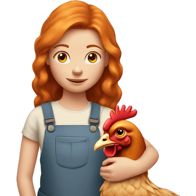 Ginger girl with a hen emoji