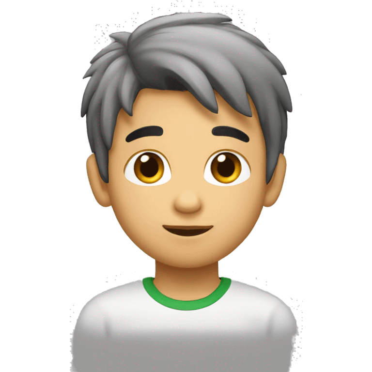 niño rubio con el pelo medio largo muy soniente emoji