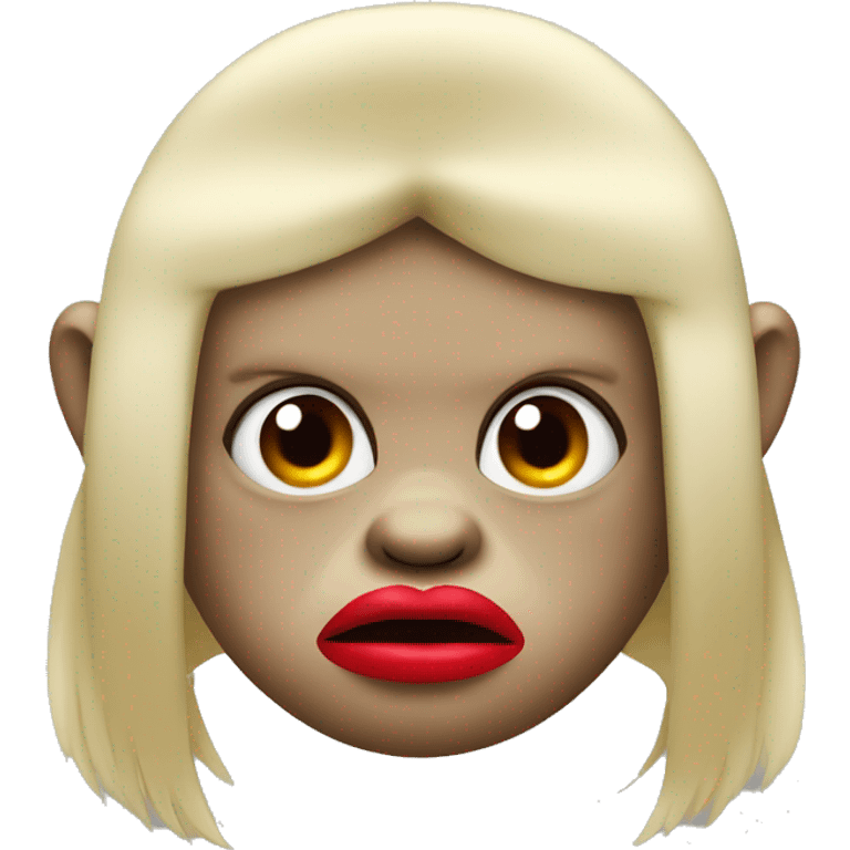 Fat angry monkey with red lipstick and blonde wig  emoji