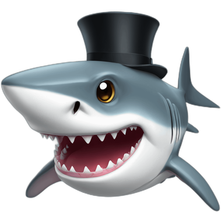 Shark with a top hat emoji