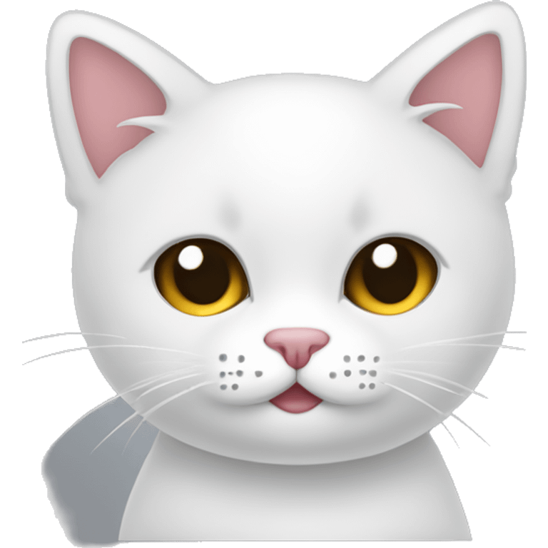 Gato color blanco con manchas negras en el rosrtro emoji