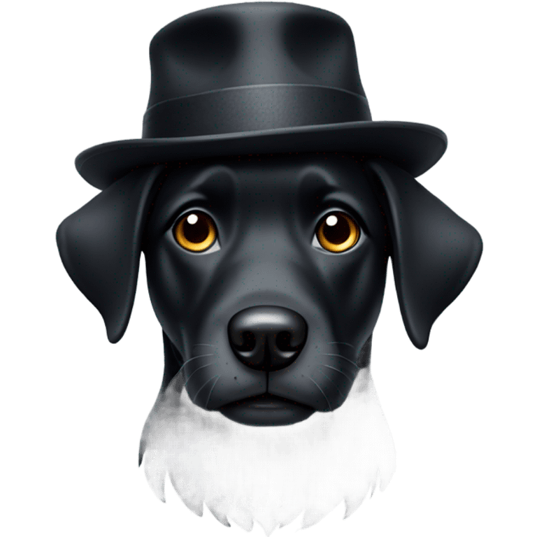 Black dog with hat emoji