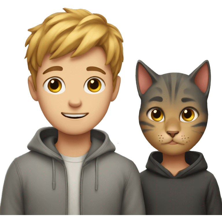 cat and boy emoji