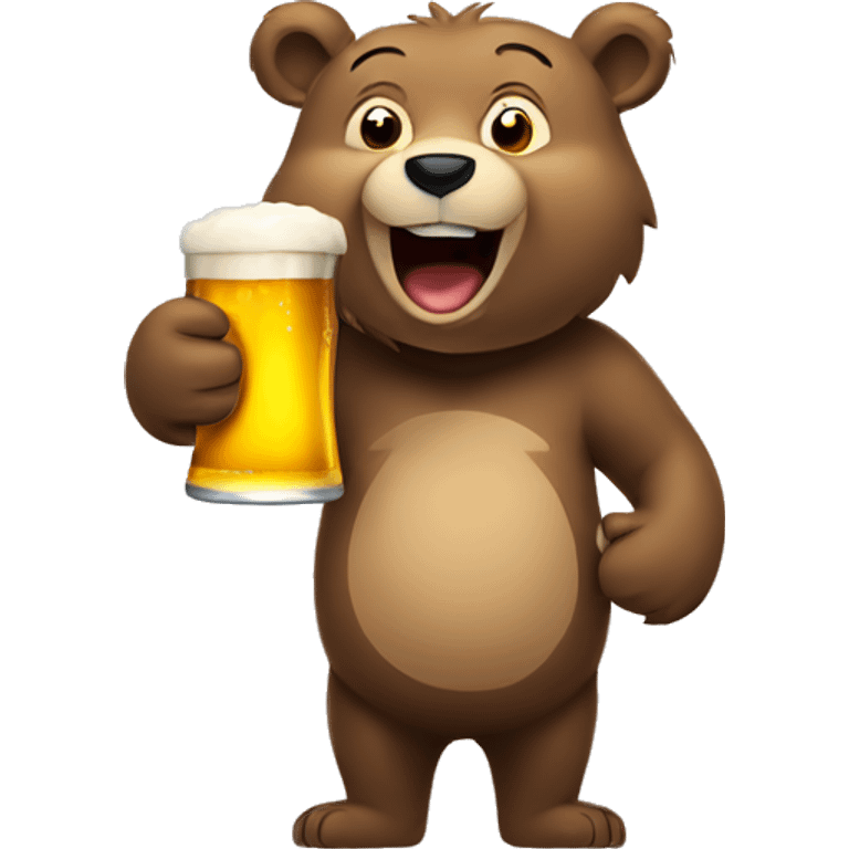 bear holding a beer and smiling emoji