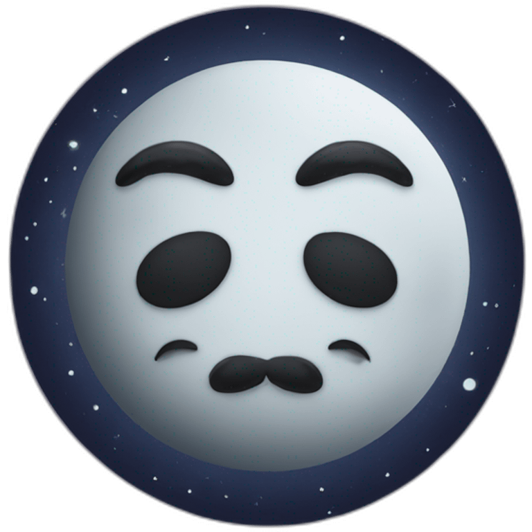 Moon with mustaches and face emoji