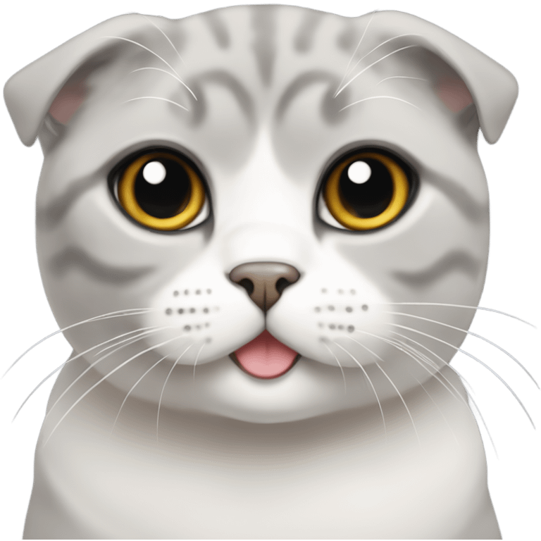 scottish fold with part gray part cream face and white color emoji