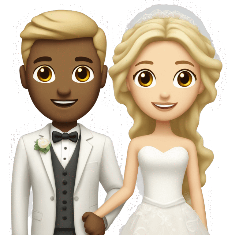 light brown hair and light skin bride with blonde light skin groom  emoji