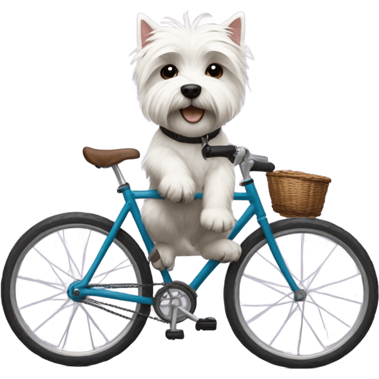 West highland terrier riding a bike emoji