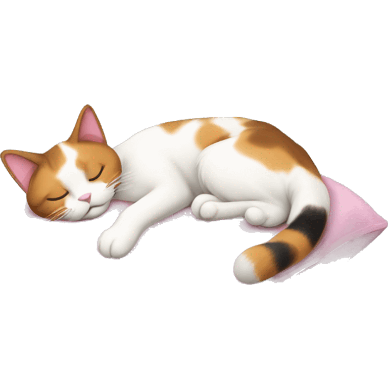 calico cat sleeping on a pink pillow emoji