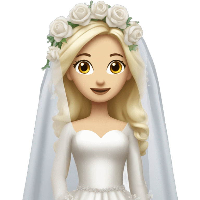 Blonde bride white veil and long-sleeve 3D flower embellished gown emoji