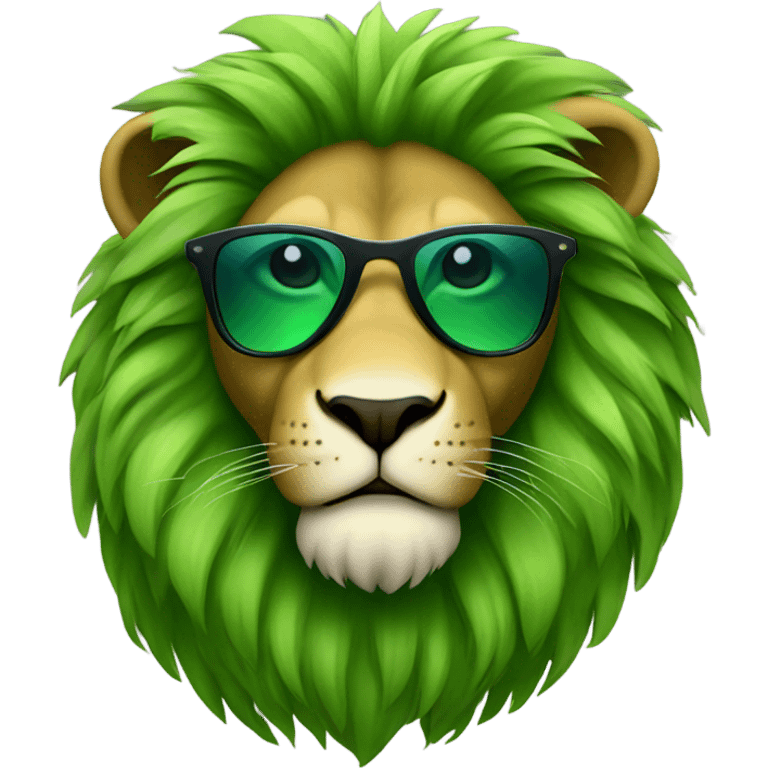 Green lion with sunglasses emoji