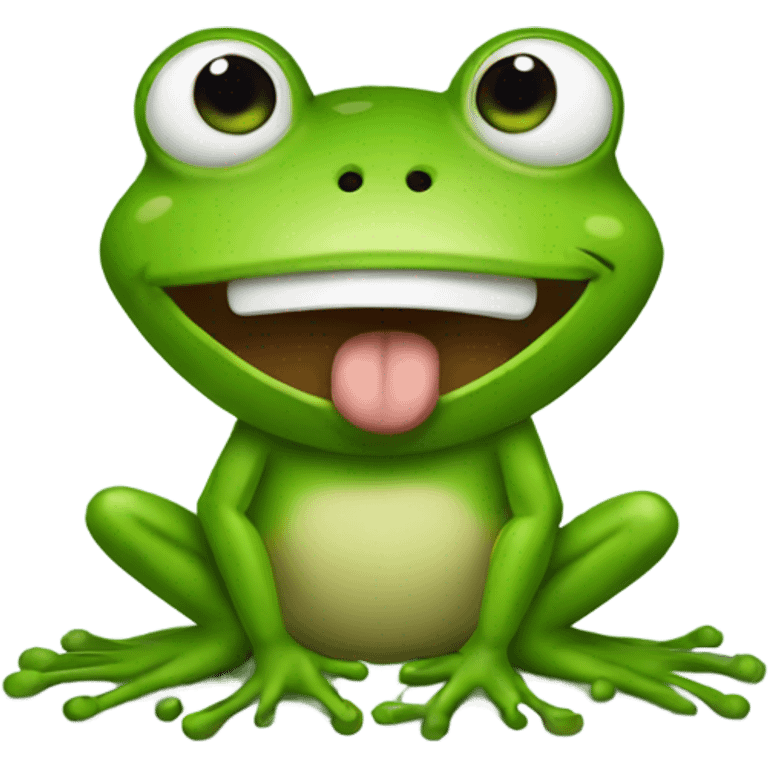 The frog laughs and shows a dislike emoji