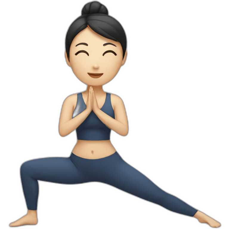 Asian woman doing yoga emoji