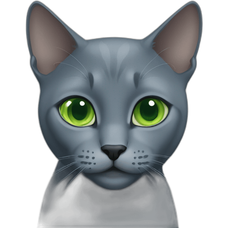 Russian blue cat with green eyes emoji