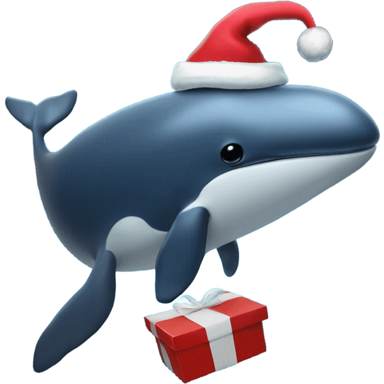 Whale in outer space with a Santa hat emoji