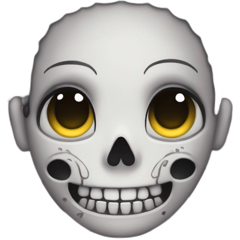 kawaii goth skull with braids emoji