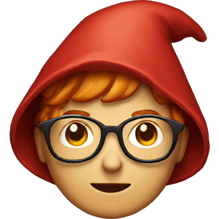 ginger lady with glasses and a red hood with a wizard hat on top emoji