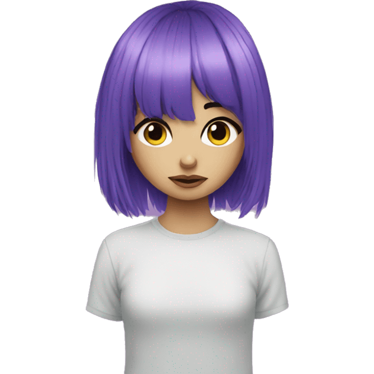 girl with purple hair curtain bangs emo emoji